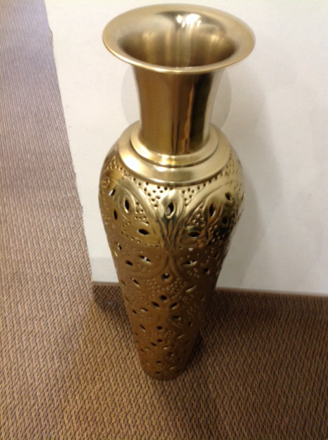 36" Gold Metal Floor Vase