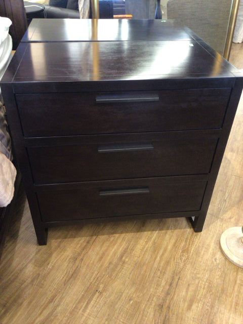 Casana Three Drawer Dark Wood Nightstand