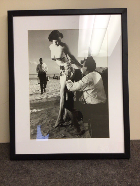 29 1/2" X 23 1/2" Photo Prep On The Beach Black Framed Print