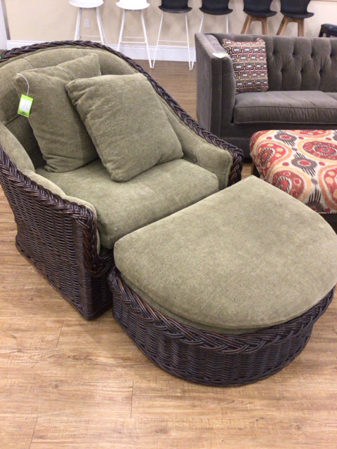 Wicker Works Chair & Ottoman