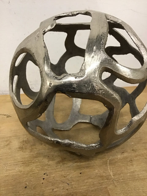 8" Silvertone Decorative Sphere Metal
