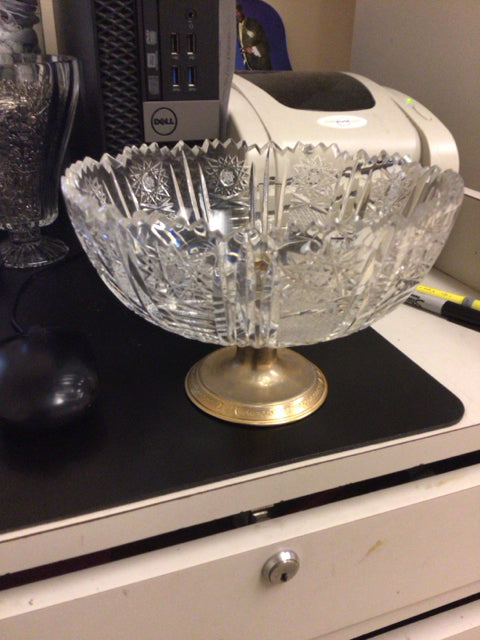 Cut Glass Gold Footed Bowl