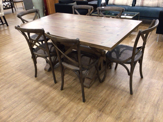 West Elm Rectangle Wood Dining Table W/6 Chairs
