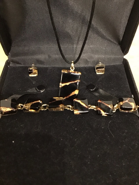 Murano 3 PC Necklace, Bracelet & Earrings