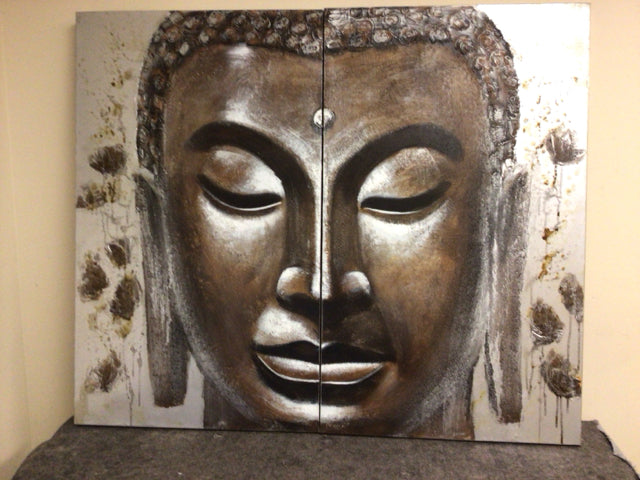 47 1/2" X 39 1/2" Buddha Textured Diptych Prints On Canvas