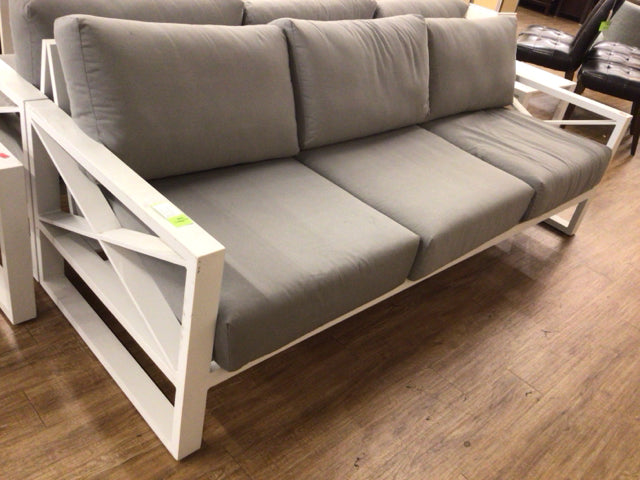 92.75" X 36" X 34" AS-IS City Furniture Linear White Dark Gray Aluminum Sofa