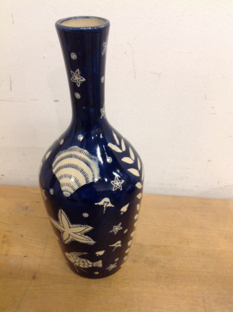 Vase - 13 Ceramic Blue Sea Life