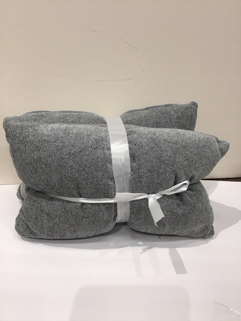 Pair Grey Velour Lumbar Pillows