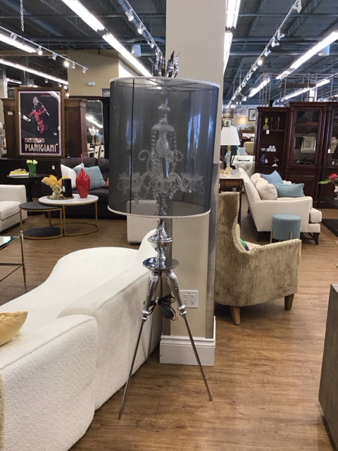 Candelabra Crystal Tripod Floor Lamp w/Shade