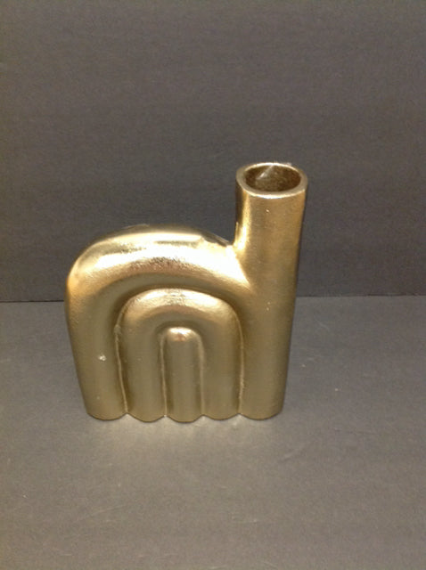 9" Gold Metal Vase w/Curves