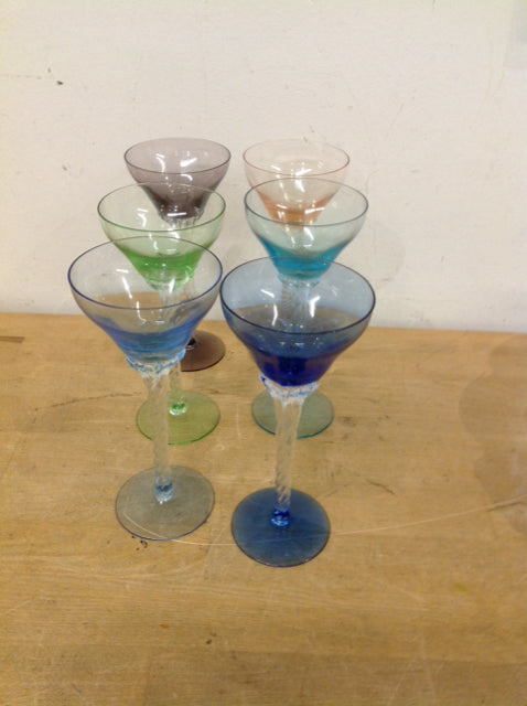 Set Of 6 Multi Color Wine Glasses