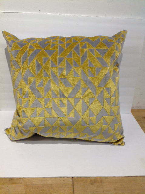 Grey/Gold Chenille Design Velour Pillow