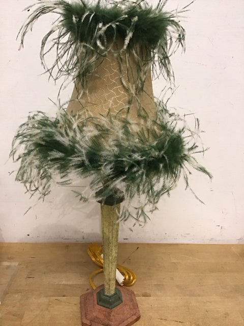 24" Vintage Style Green Yellow Orange Lamp