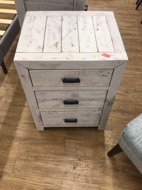 City Furniture Three Drawer Whitewashed Nightstand