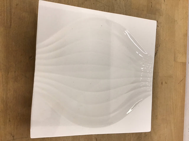 9.5" White Ceramic Onion Pattern Tray