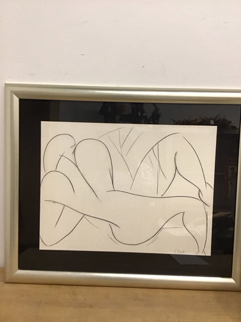 34"x27" Black & White Abstract Art  Signed Cleo