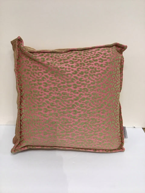 Michael Amini Grey Leopard Print Pink Pillow