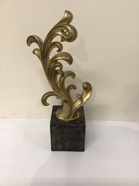 16" Gold Colored Acanthus Leaf w/Base