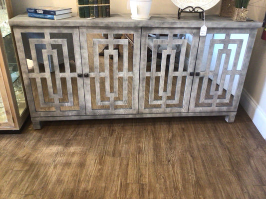 Grey Washed Mirrored Front Buffet
