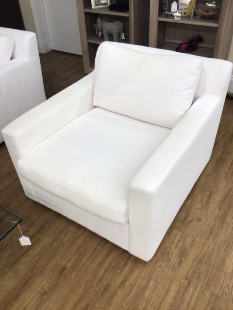 AS-IS RH White Track Arm Chair