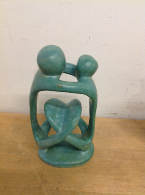 10" Green Stone Man & Woman Sculpture