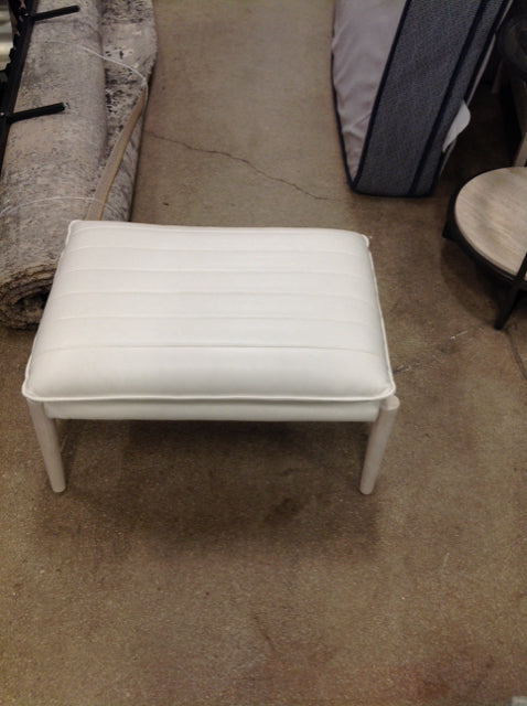 White Faux Leather Rectangular Ottoman