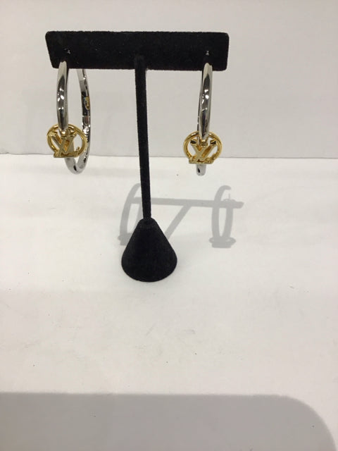Louis Vuitton Style Lg Silver Hoop Earrings