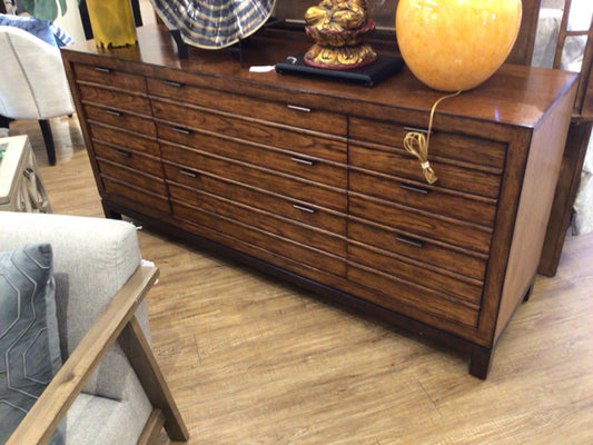 74" X 20" X 33.25" AS-IS Tommy Bahama Oceania Nine Drawer Dresser W/Mirror