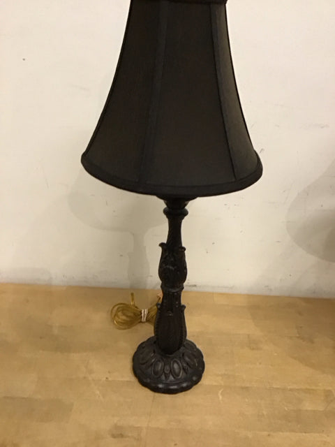 23.5" Vintage Candlestick Table Lamp W/Black Shade