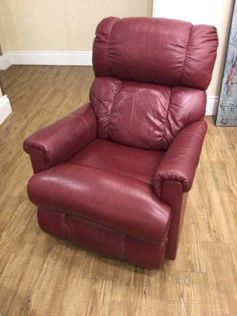 Burgundy Leather Lazy-Boy Manuel Recliner (As-Is)