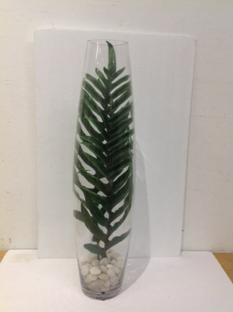 27.5" Glass Vase w/Faux Ferns