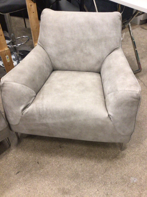 Natuzzi Dolly Grey Leather Lounge Chair