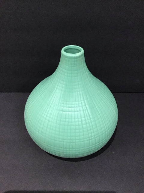 8" Green Ceramic Bulbous Narrow Neck Vase
