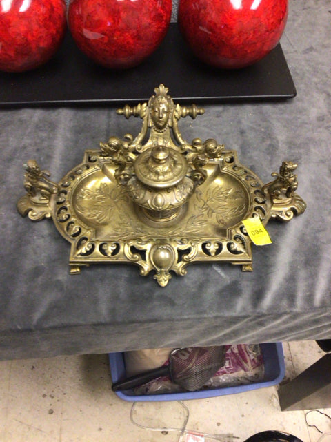 12" X 8" Brass Inkwell