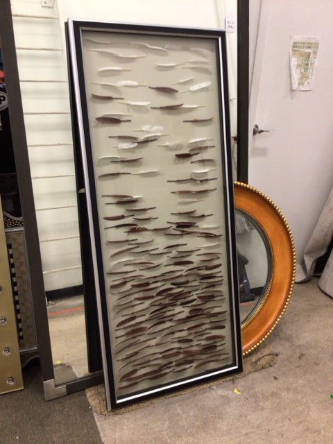 26 1/2" X 62" Framed Feather Wall Decor