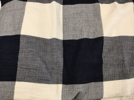 Queen Blue/White Plaid Comforter and 2 Shams