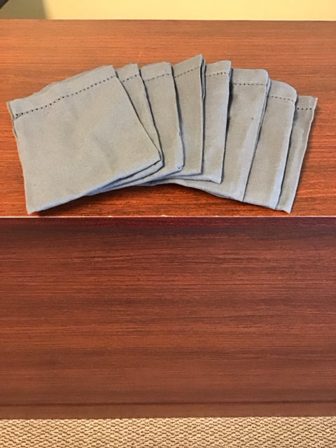 Set Of 8 Gray Linen Napkins