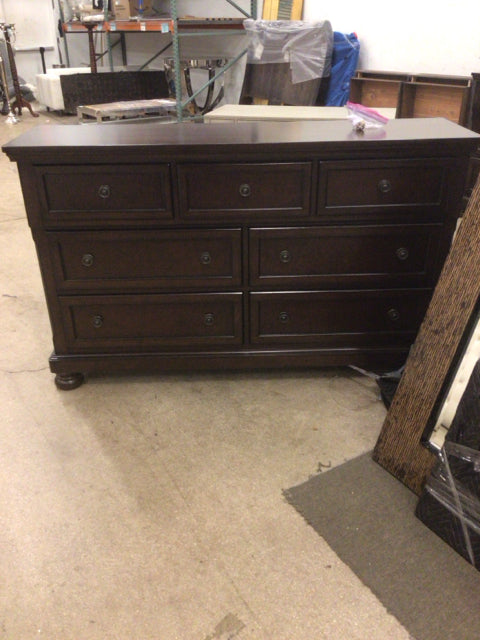 Ashley Furniture Dark Wood Seven Drawer Dresser W/Mirror