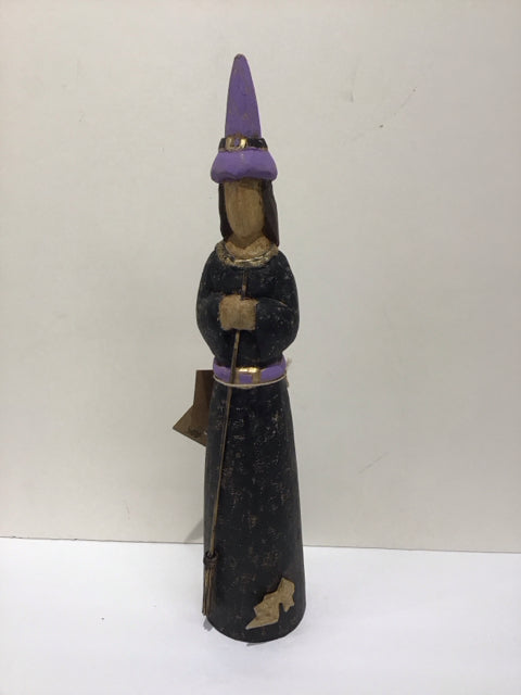 18" Wood Carved & Painted Witch