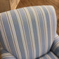 AS-IS Ethan Allen Oxford Coastal Blue Stripe Fabric Armchair(Soiled)