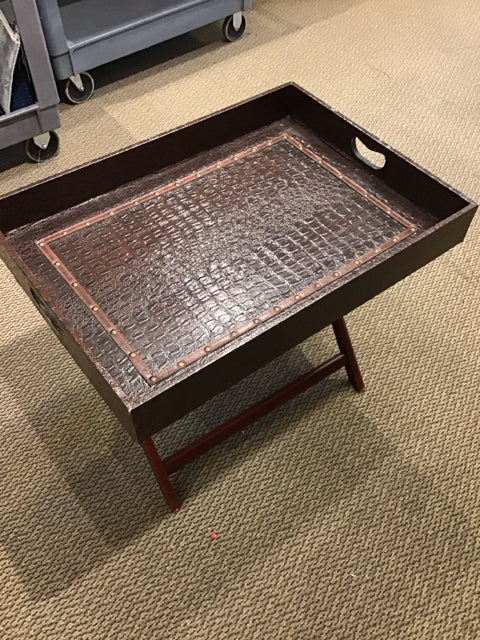 28x20 Faux Croc Leather Folding Butler Tray Table