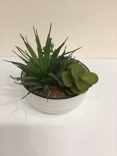 Faux Succulents in Rd Ceramic Planter
