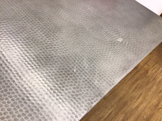 As-IS Arhaus Silver Hammered Top Metal Dining Table(Marks/Scratches On Top)