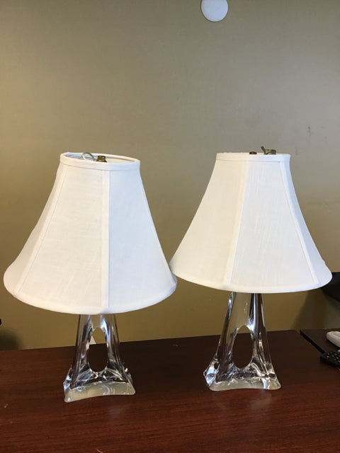 Pair Of 21" Vintage Daum Signed Crystal Table Lamp