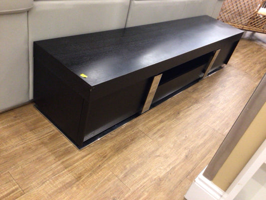 Low Profile Dark & Chrome Accent Two Door/One Drawer Media Console