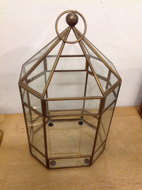 12" Brass Metal & Glass Display Case