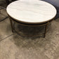 AS-IS 40" Round Marble Top Metal Base Coffee Table(Ring Mark/Scratches)