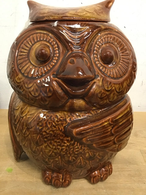 10.5" Brown Ceramic Owl Cookie Jar