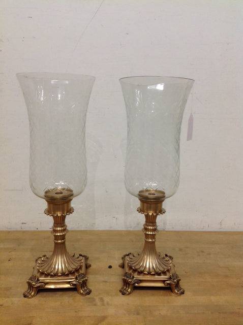 Pair Perigold Crystal Hurricane Candle Holders