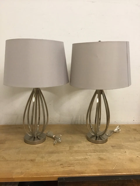 27" Pair Tear Drop Open Cage Lamps AS-IS Slight Rust on Base